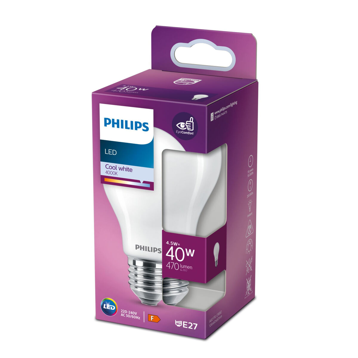 Lâmpada LED Philips Bombilla Branco F 40 W E27 (4000 K)